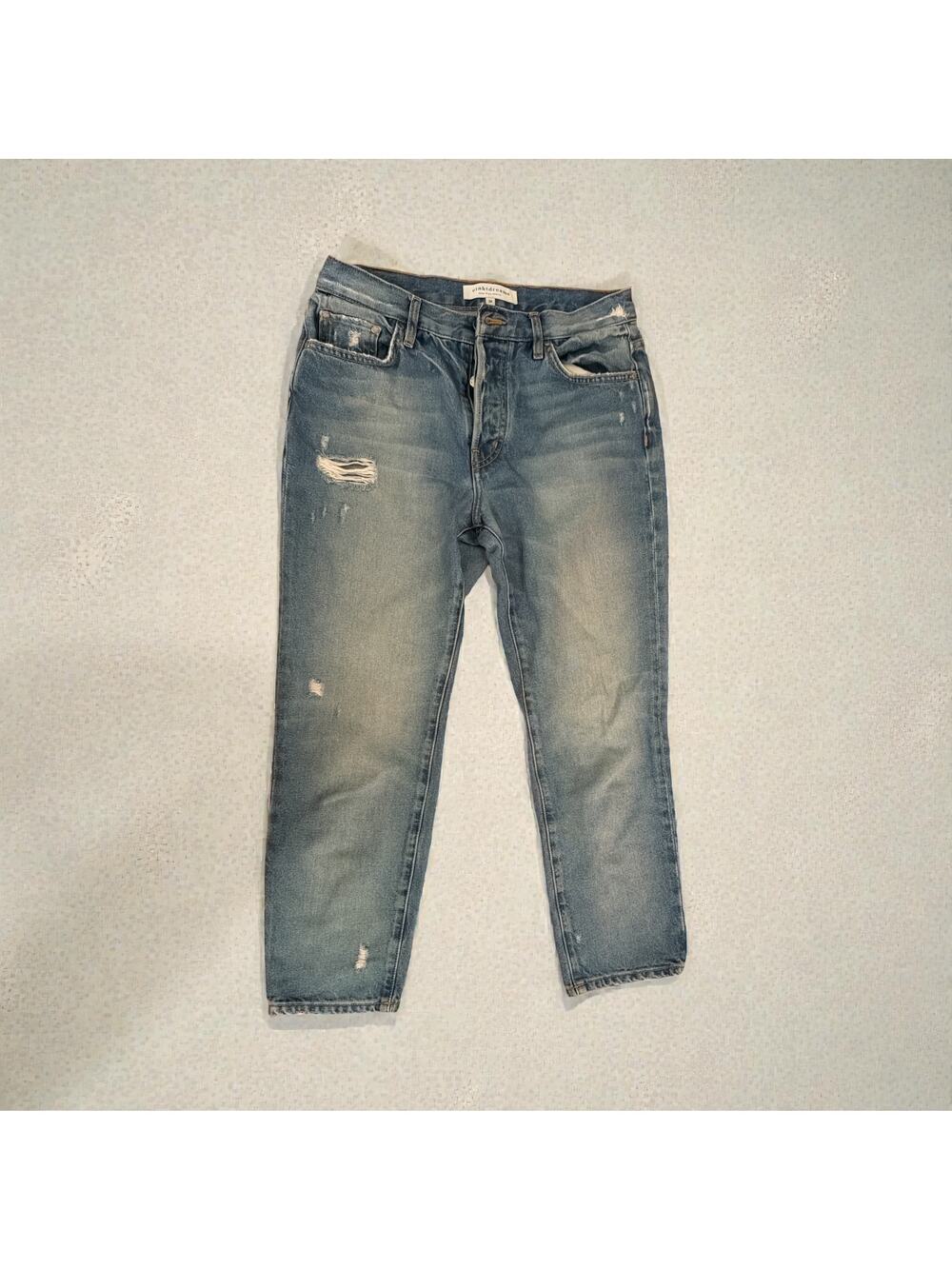 Ei8ht Dreams Los Angeles Blue Ripped Cropped Straight Leg Jeans Size 28
